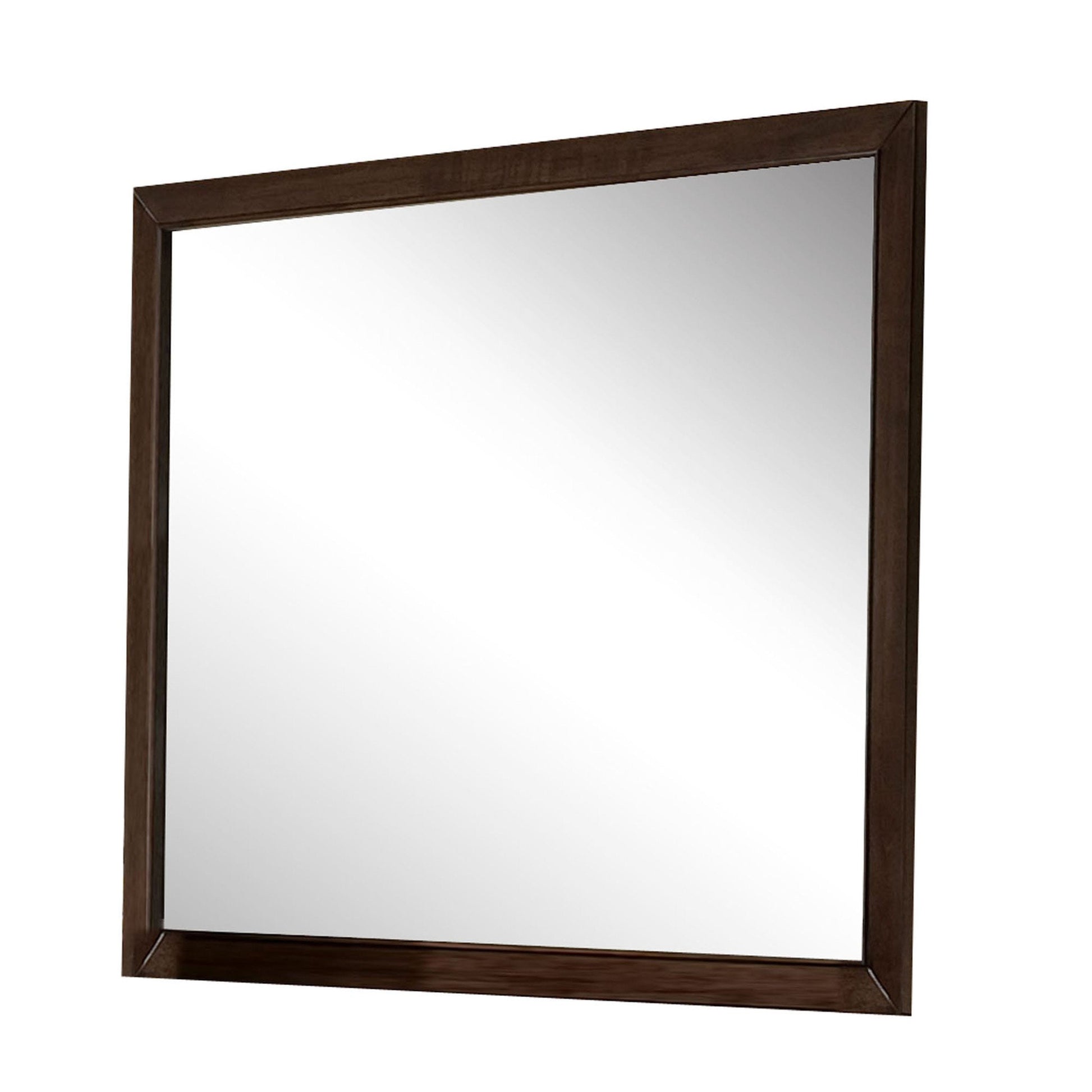 Benzara 38" Espresso Brown Rectangular Wooden Frame Mirror