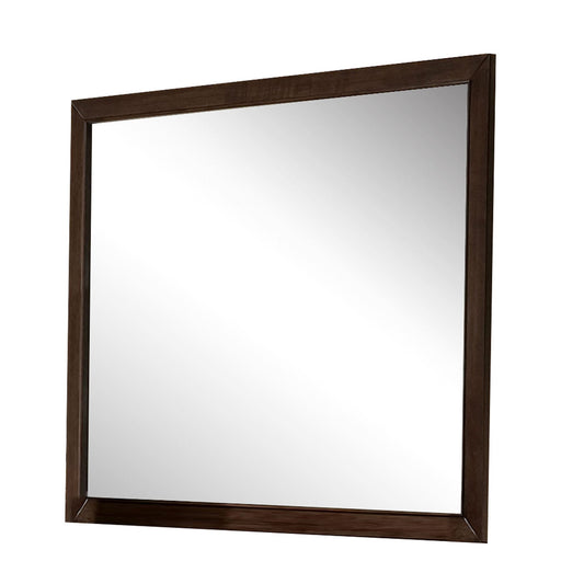 Benzara 38" Espresso Brown Rectangular Wooden Frame Mirror