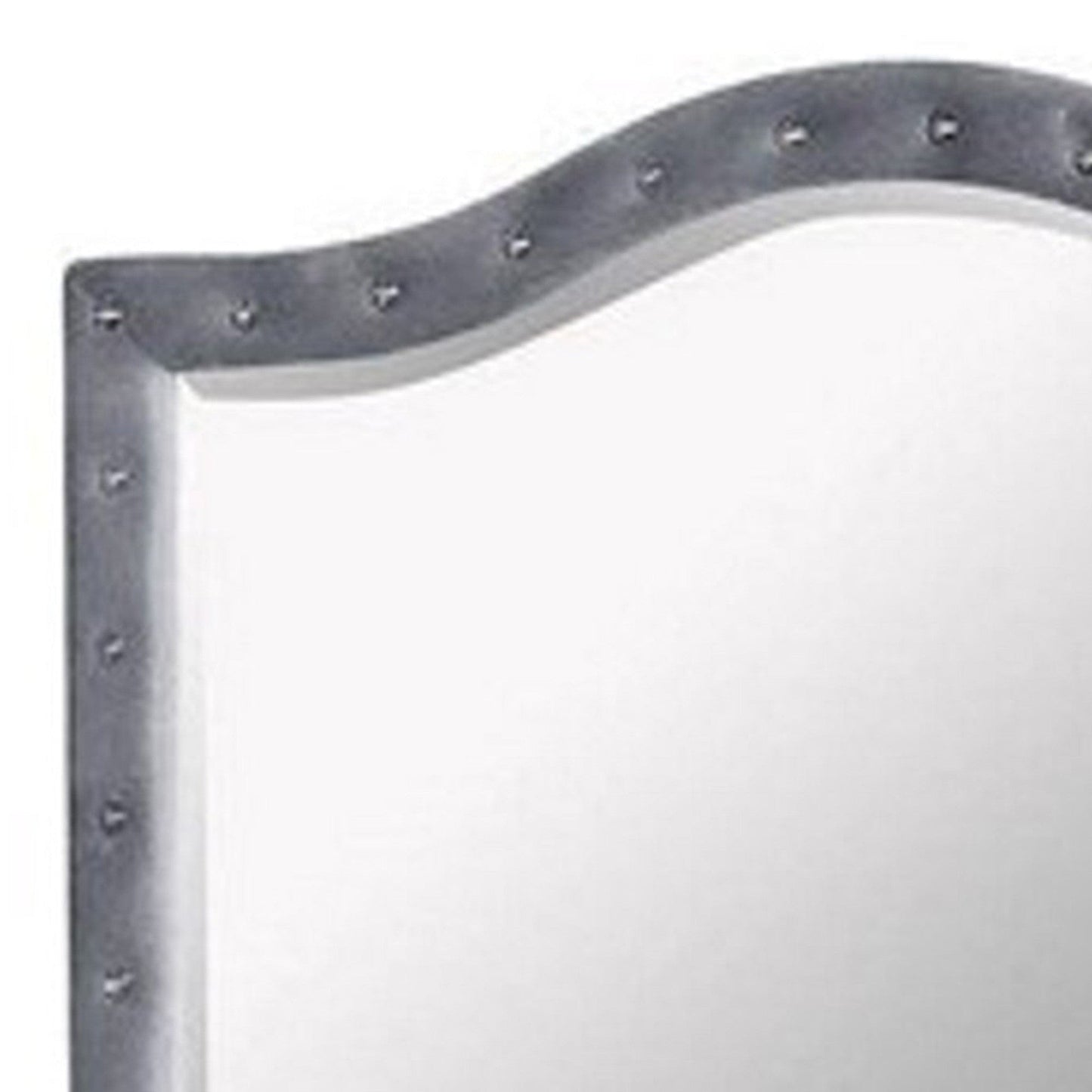 Benzara 38" Gray Fabric Padded Frame Mirror With Button Tufting
