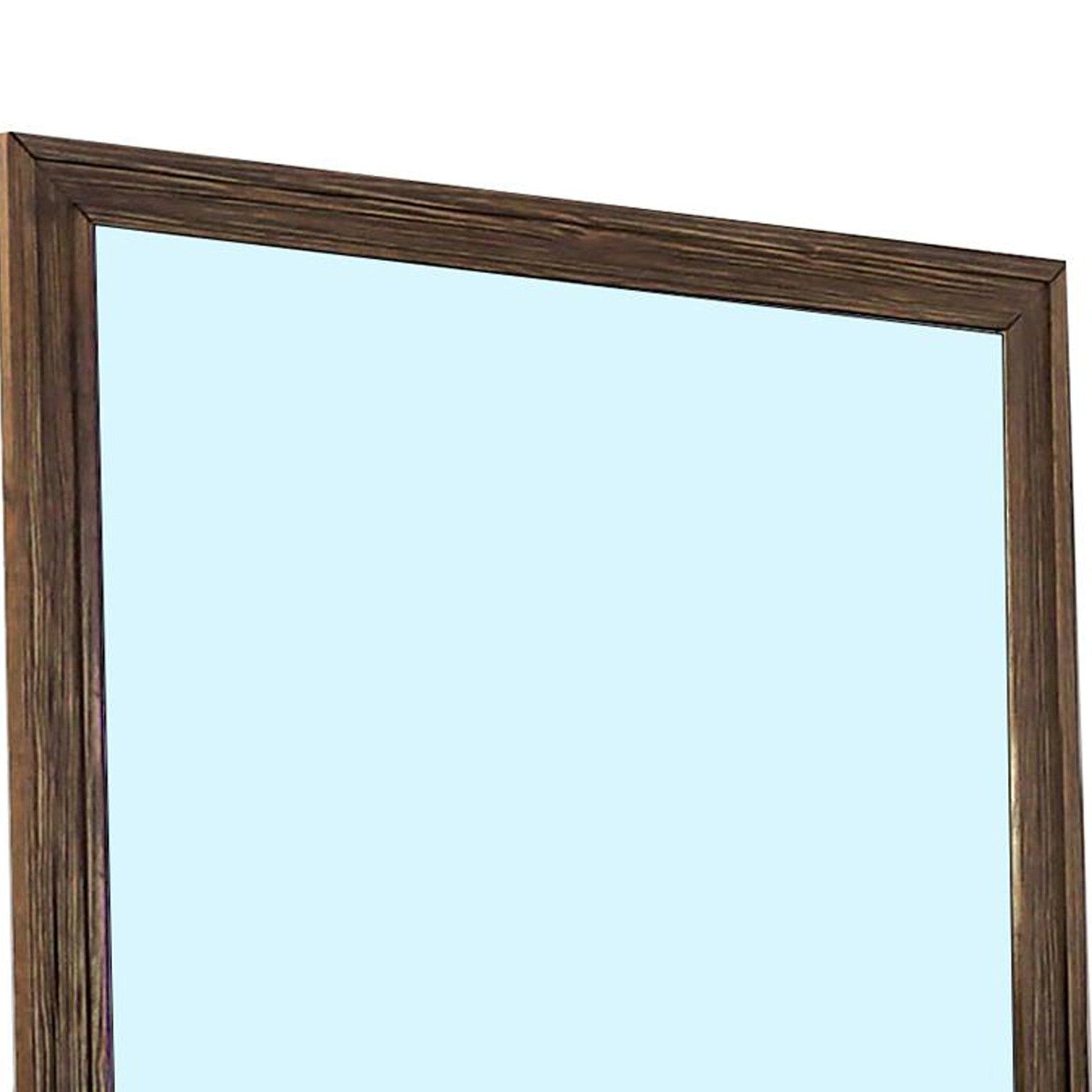 Benzara 39" Brown Rectangular Wooden Framed Mirror