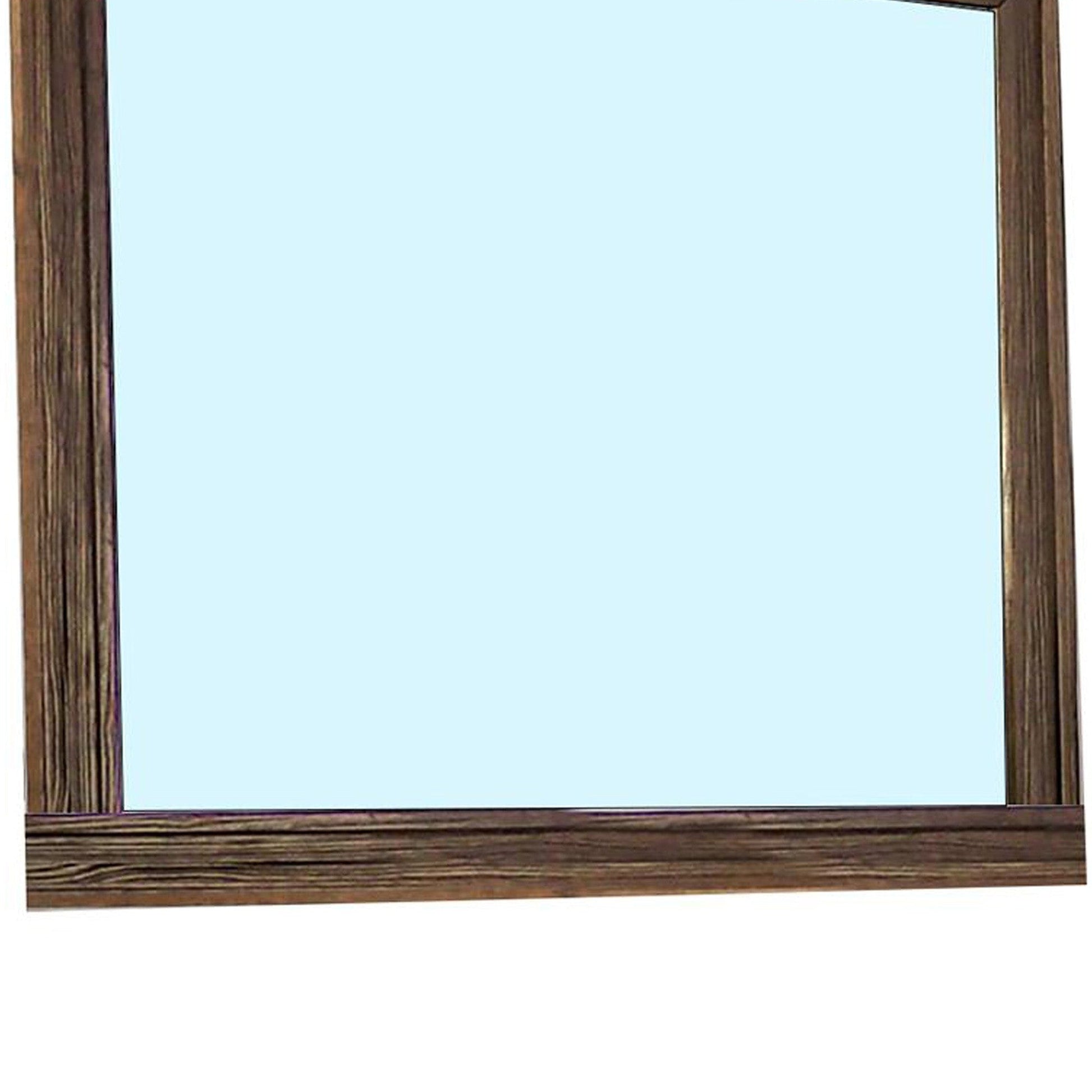 Benzara 39" Brown Rectangular Wooden Framed Mirror