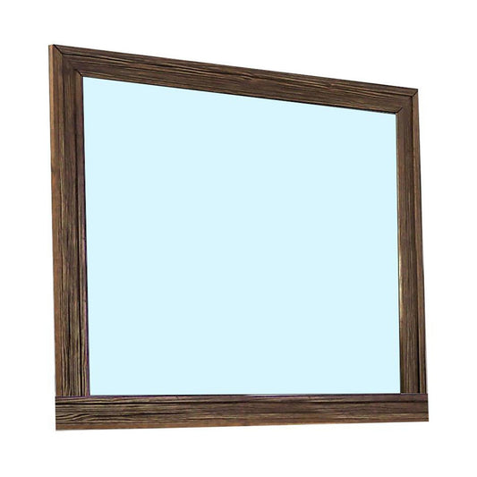 Benzara 39" Brown Rectangular Wooden Framed Mirror