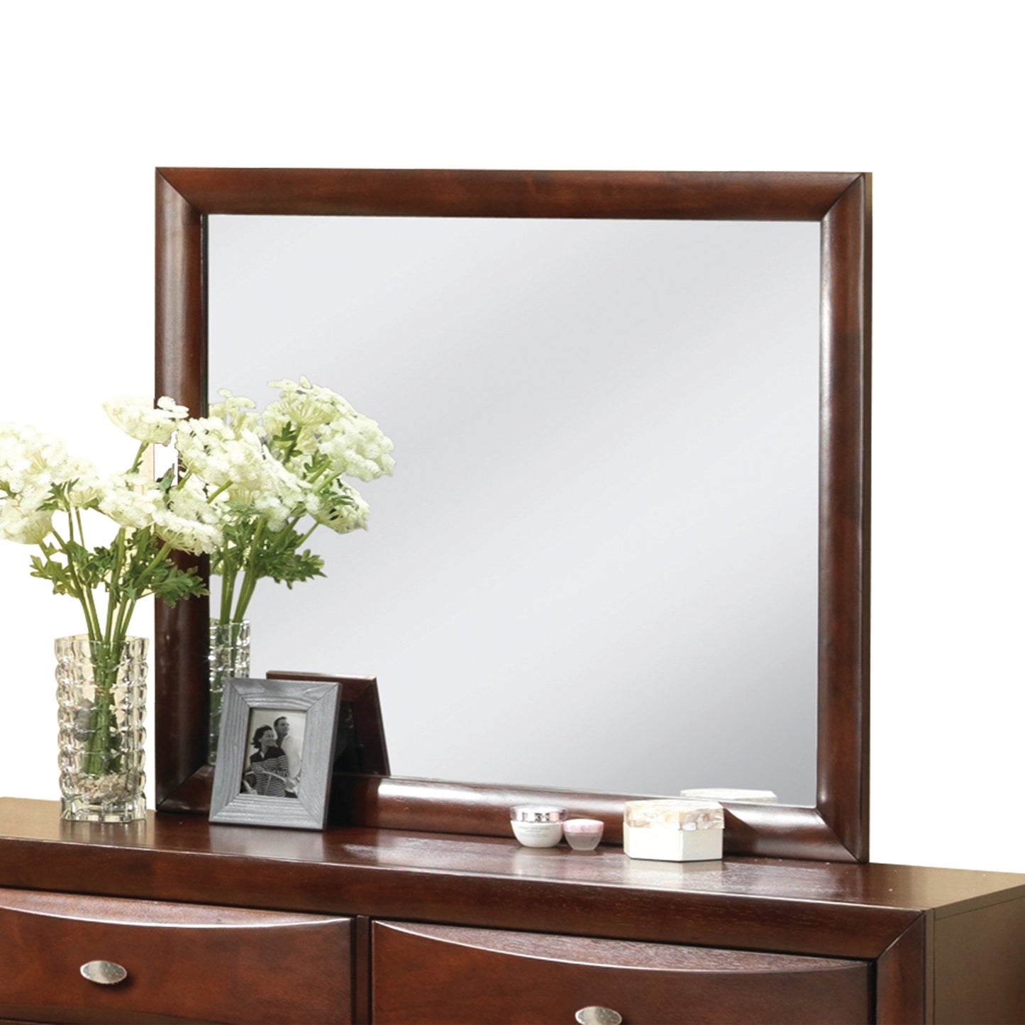 Benzara 39" Brown and Silver Rectangular Contemporary Wooden Framed Mirror