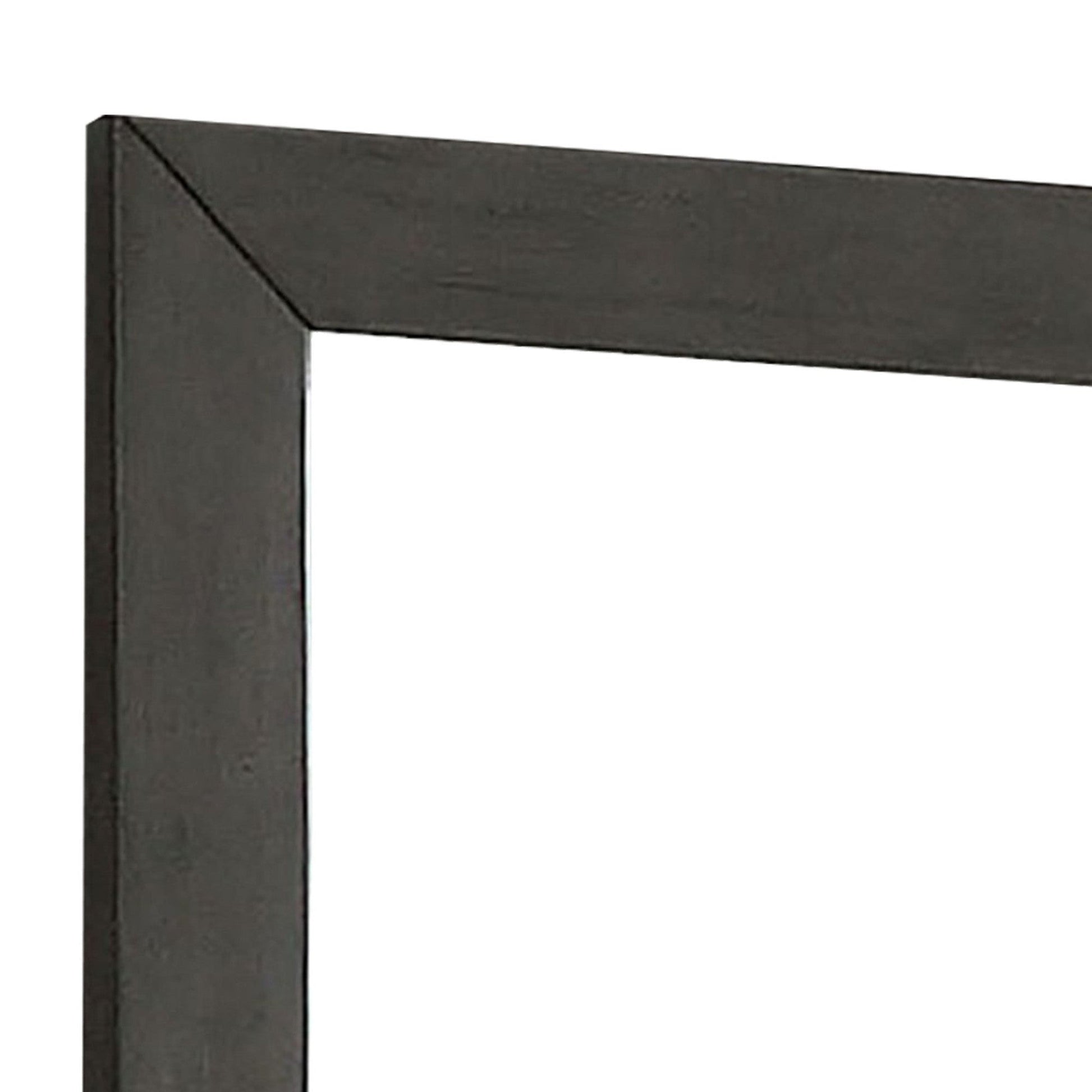 Benzara 39" Dark Gray Mirror With Rectangular Wooden Frame