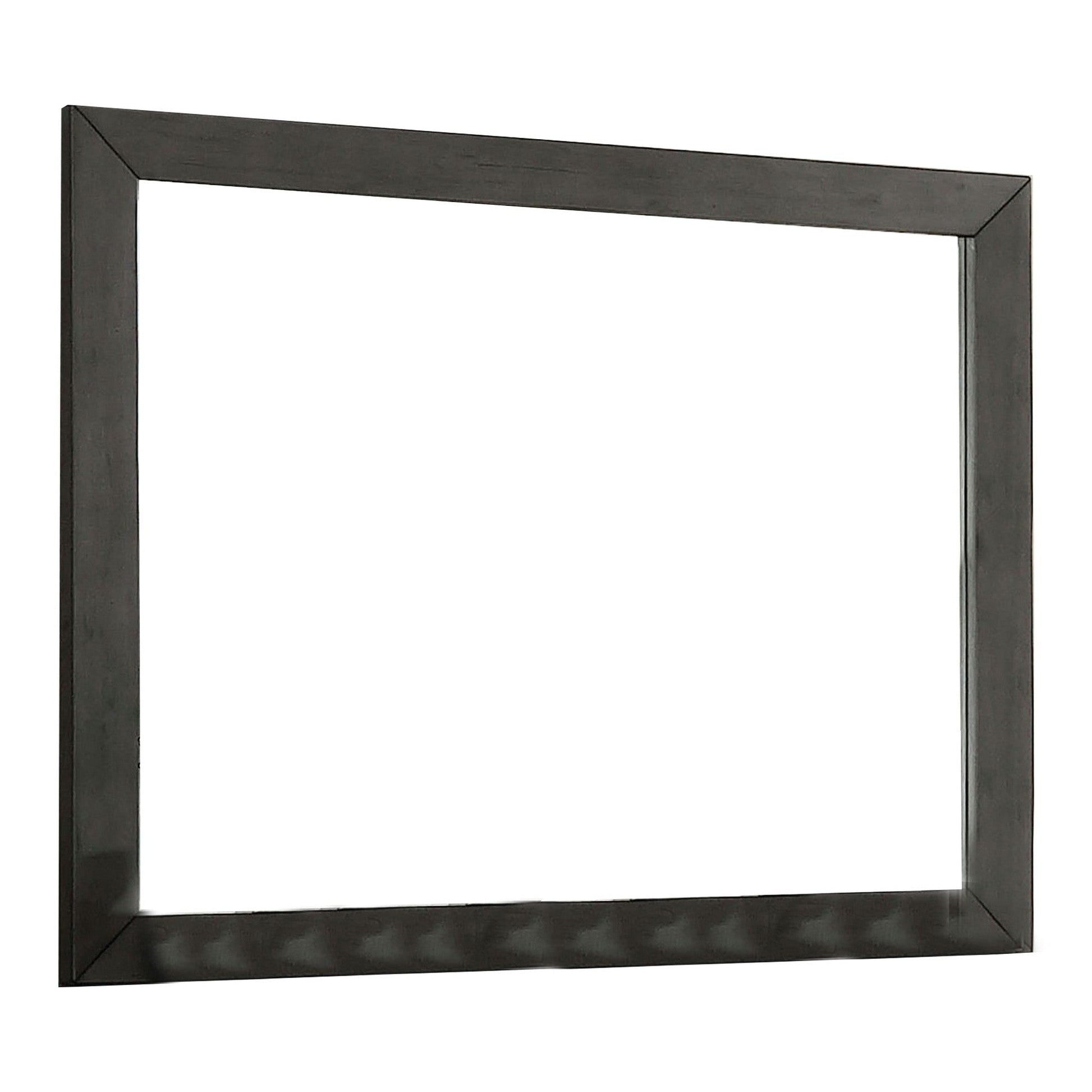Benzara 39" Dark Gray Mirror With Rectangular Wooden Frame