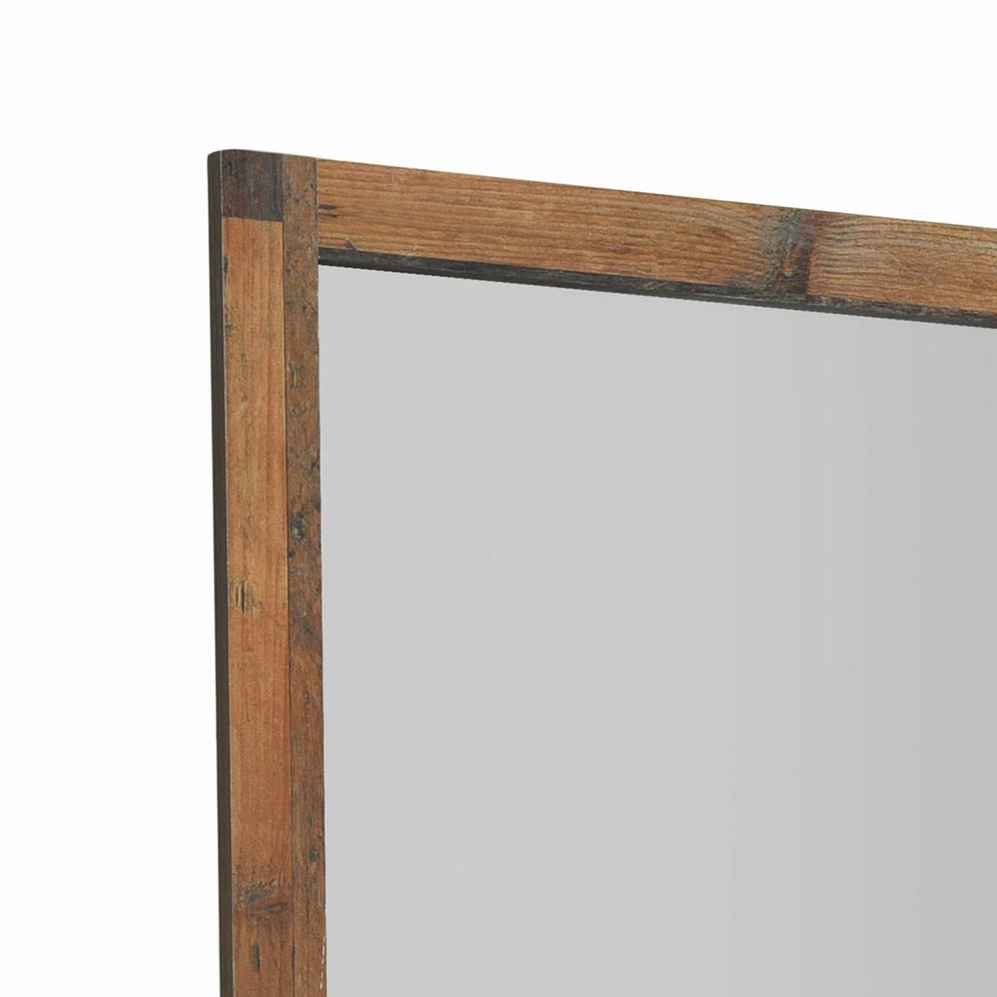 Benzara 39" Square Rustic Brown Wooden Framed Wall Mirror