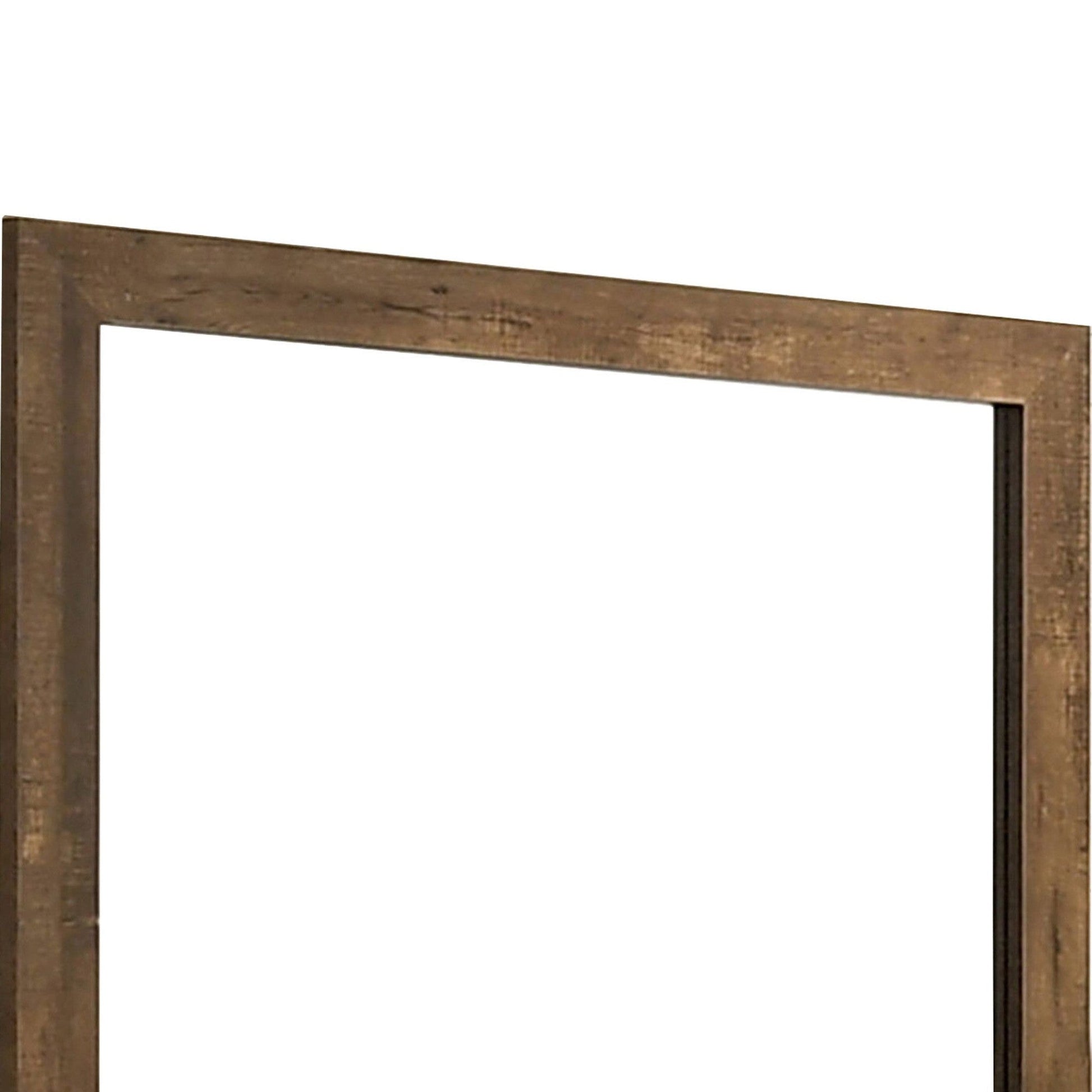 Benzara 39" Walnut Square Wooden Frame Rustic Mirror