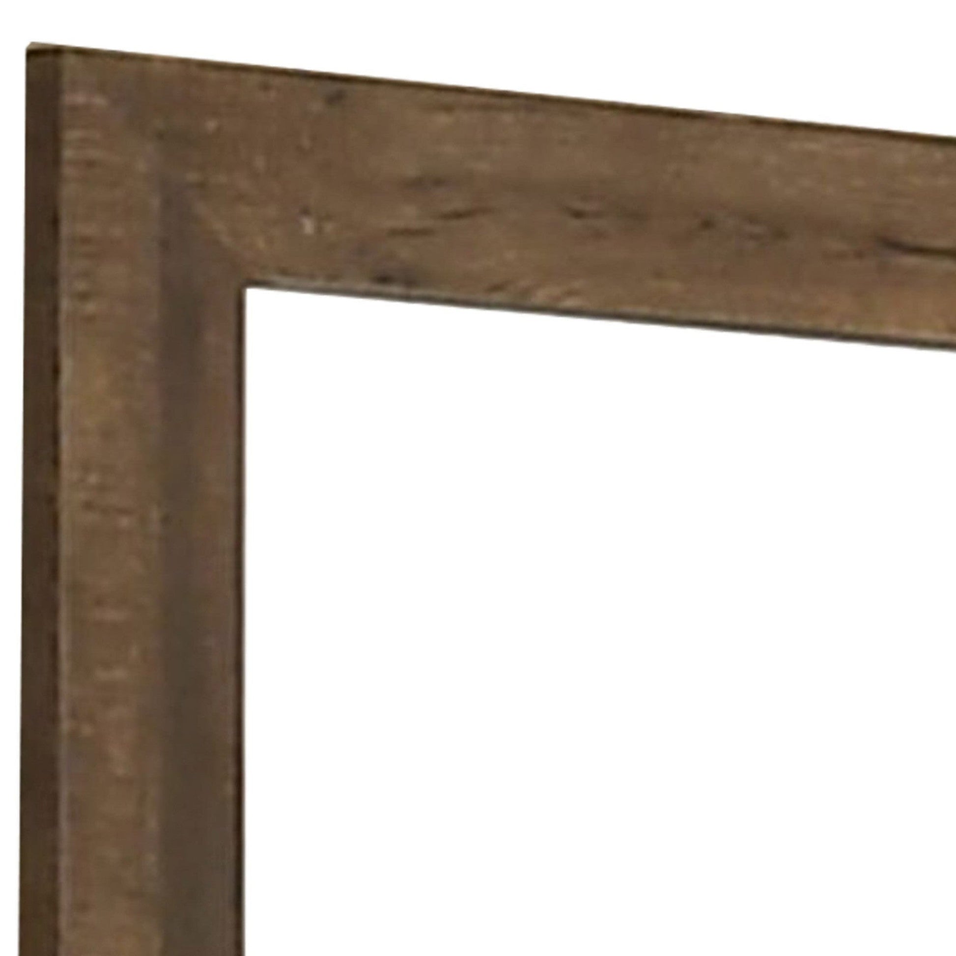 Benzara 39" Walnut Square Wooden Frame Rustic Mirror