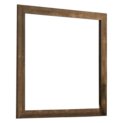 Benzara 39" Walnut Square Wooden Frame Rustic Mirror