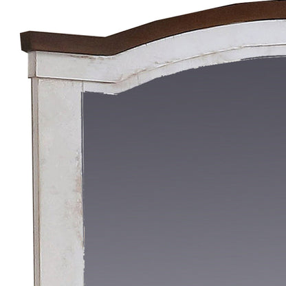 Benzara 39" White Wooden Frame Mirror With Arched Top