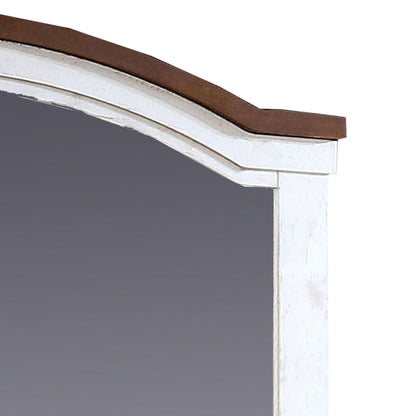 Benzara 39" White Wooden Frame Mirror With Arched Top