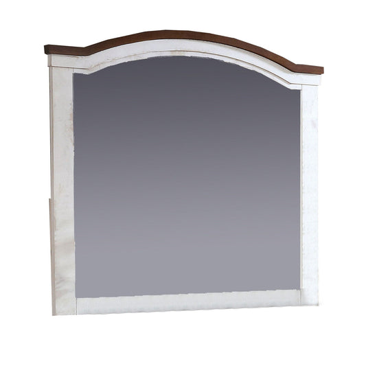Benzara 39" White Wooden Frame Mirror With Arched Top