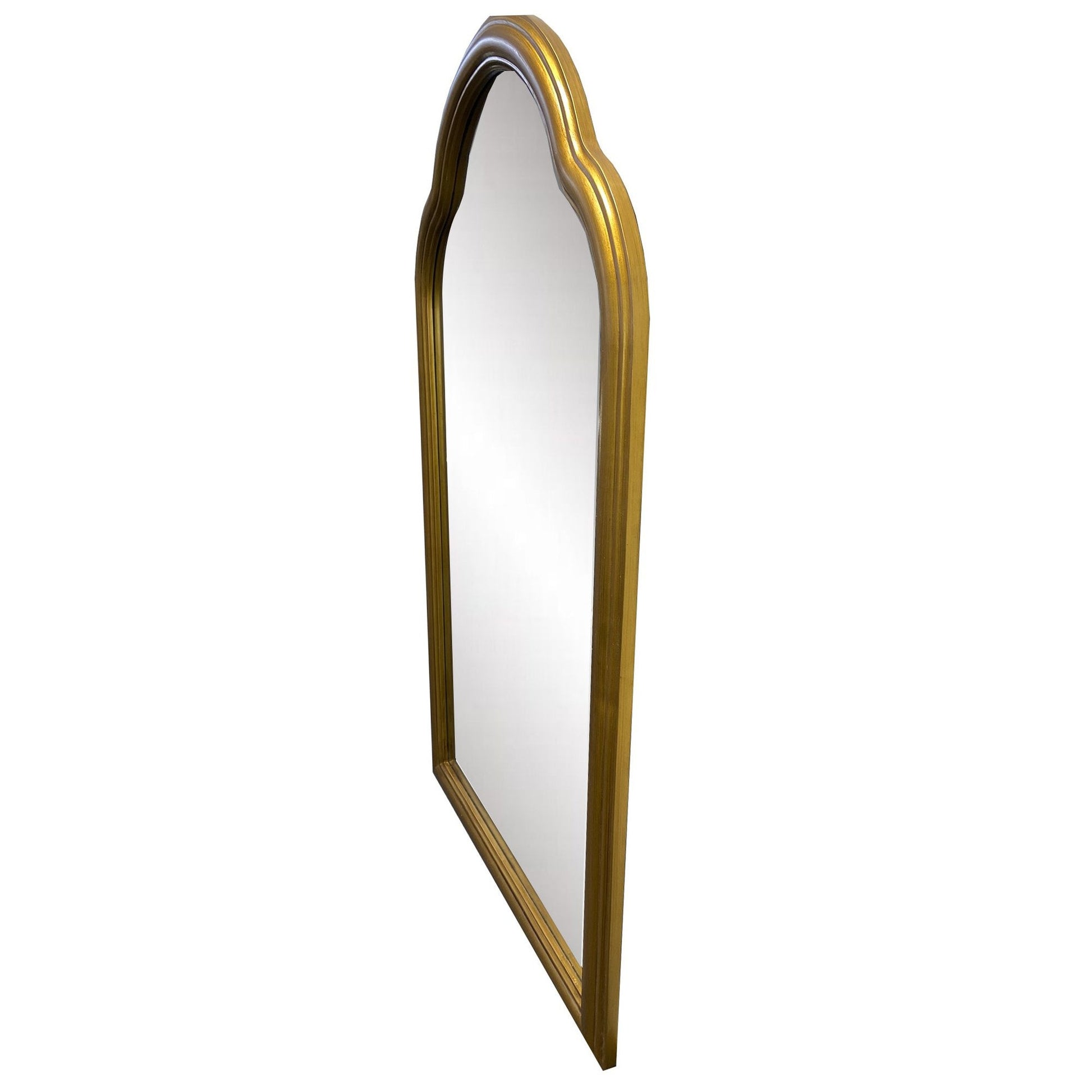 Benzara 40" Antique Gold Arched Top Handcrafted Metal Framed Accent Wall Mirror