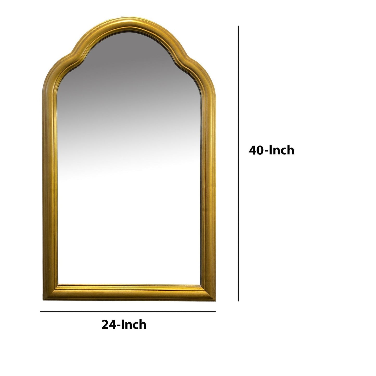 Benzara 40" Antique Gold Arched Top Handcrafted Metal Framed Accent Wall Mirror