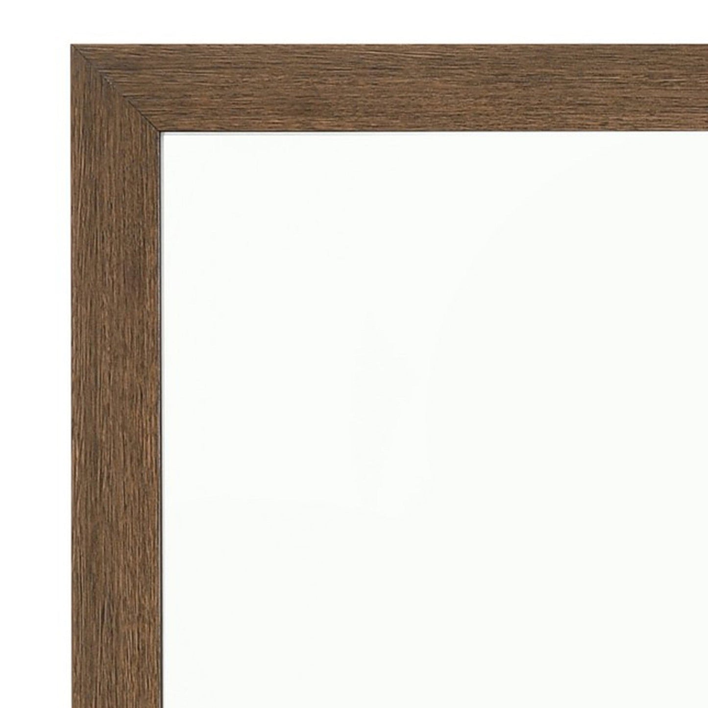 Benzara 40" Brown Square Transitional Style Wooden Frame Mirror With Grain Details