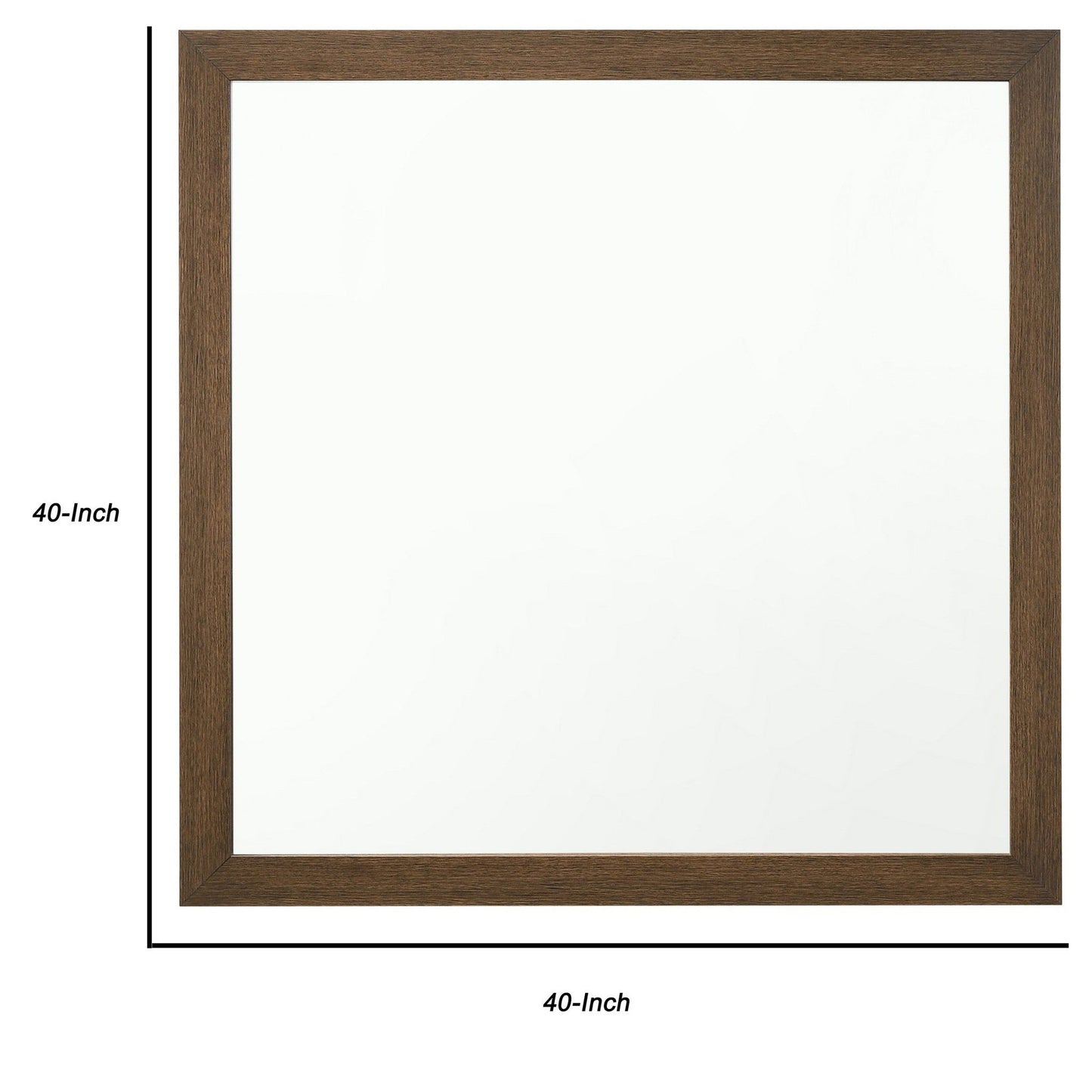 Benzara 40" Brown Square Transitional Style Wooden Frame Mirror With Grain Details