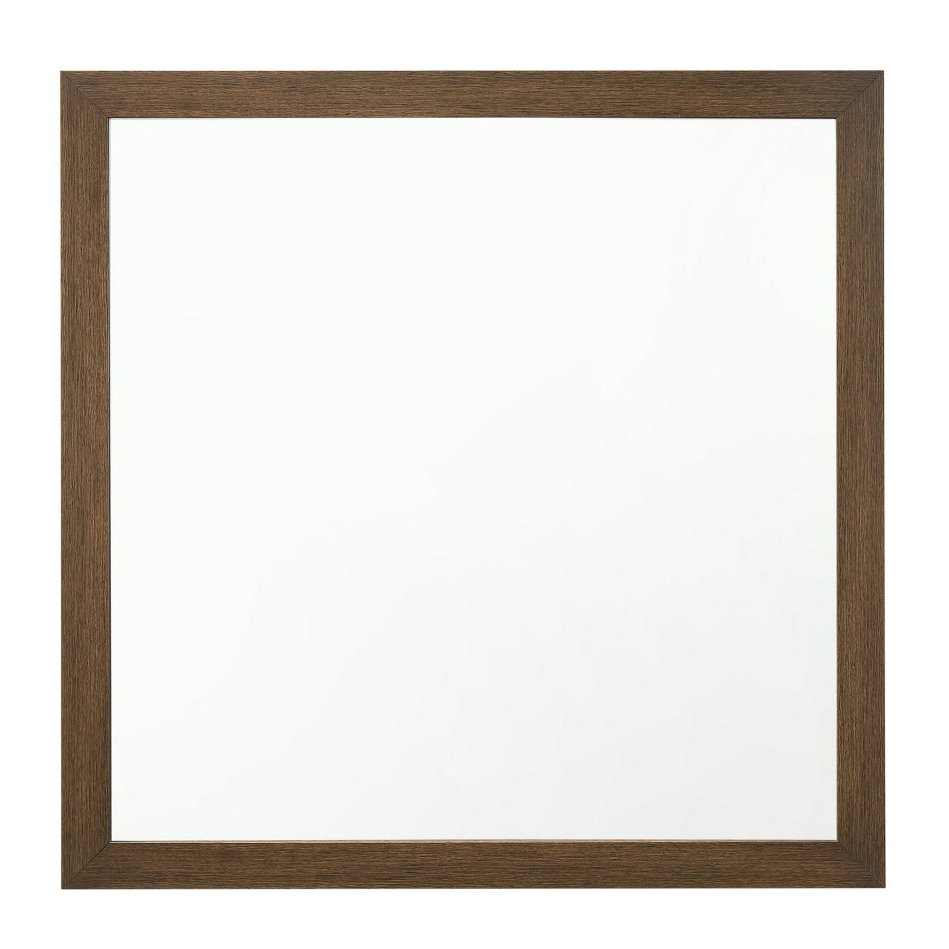 Benzara 40" Brown Square Transitional Style Wooden Frame Mirror With Grain Details