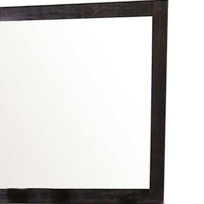 Benzara 40" Dark Brown Mirror With Rectangular Wooden Frame