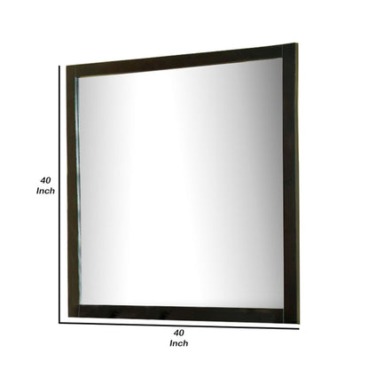 Benzara 40" Espresso Brown Square Wooden Framed Wall Mirror