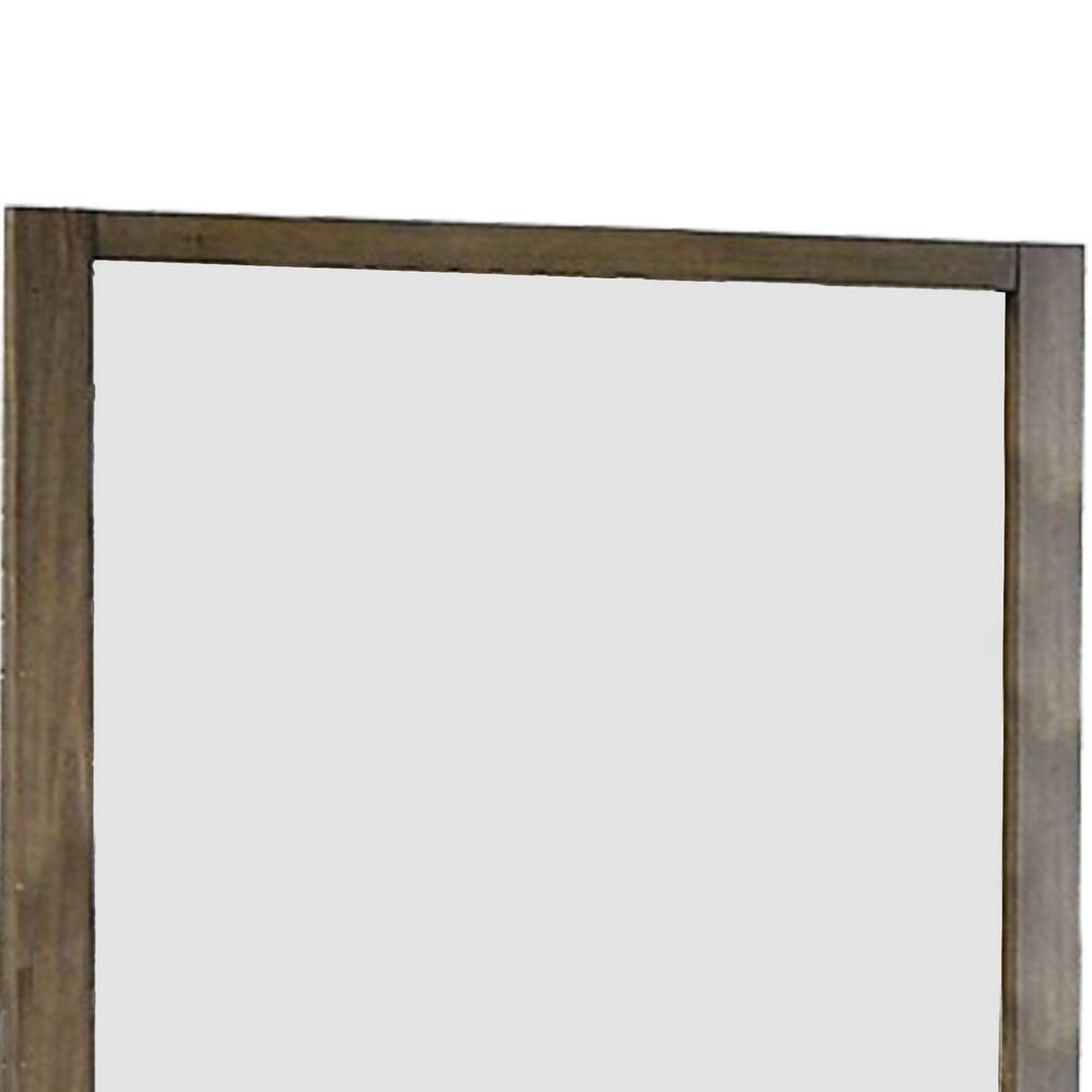 Benzara 40" Rectangular Brown Contemporary Wooden Framed Wall Mirror