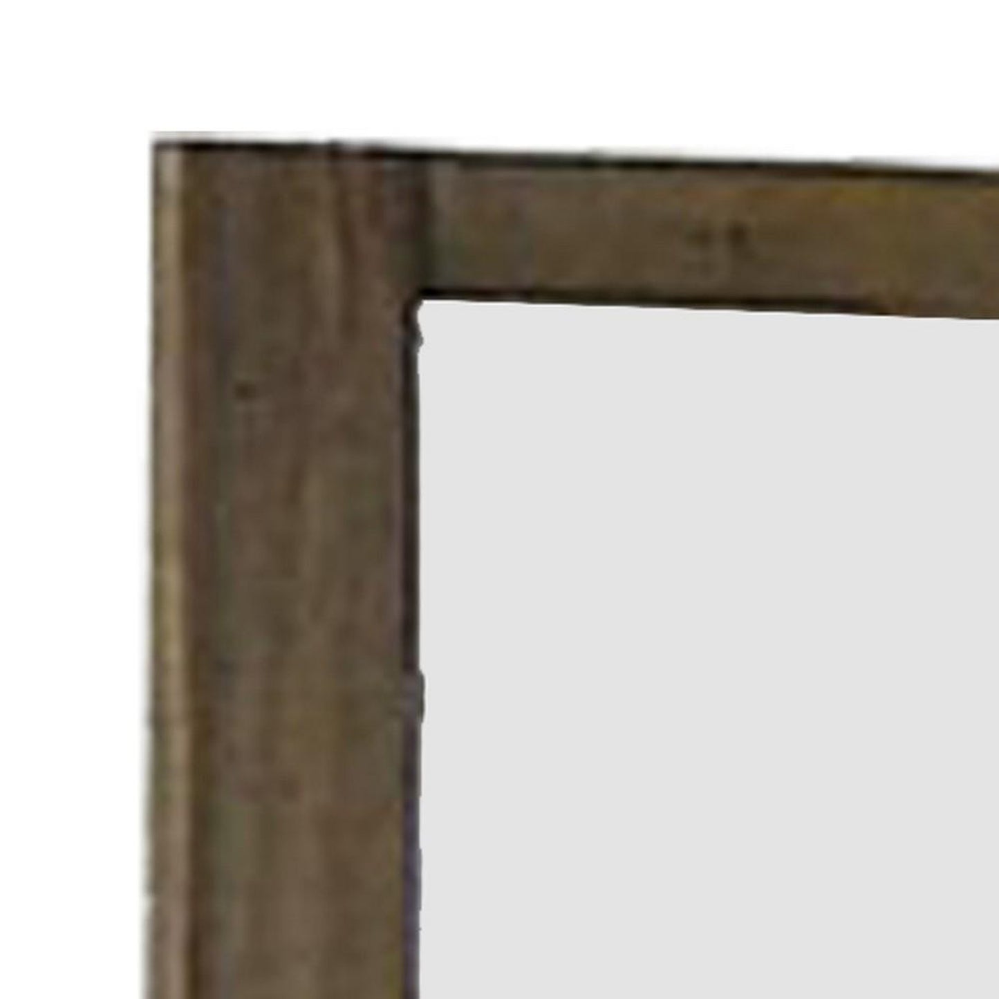 Benzara 40" Rectangular Brown Contemporary Wooden Framed Wall Mirror