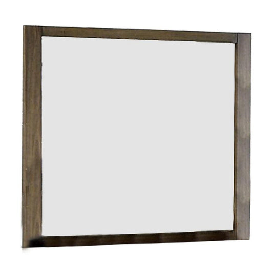 Benzara 40" Rectangular Brown Contemporary Wooden Framed Wall Mirror