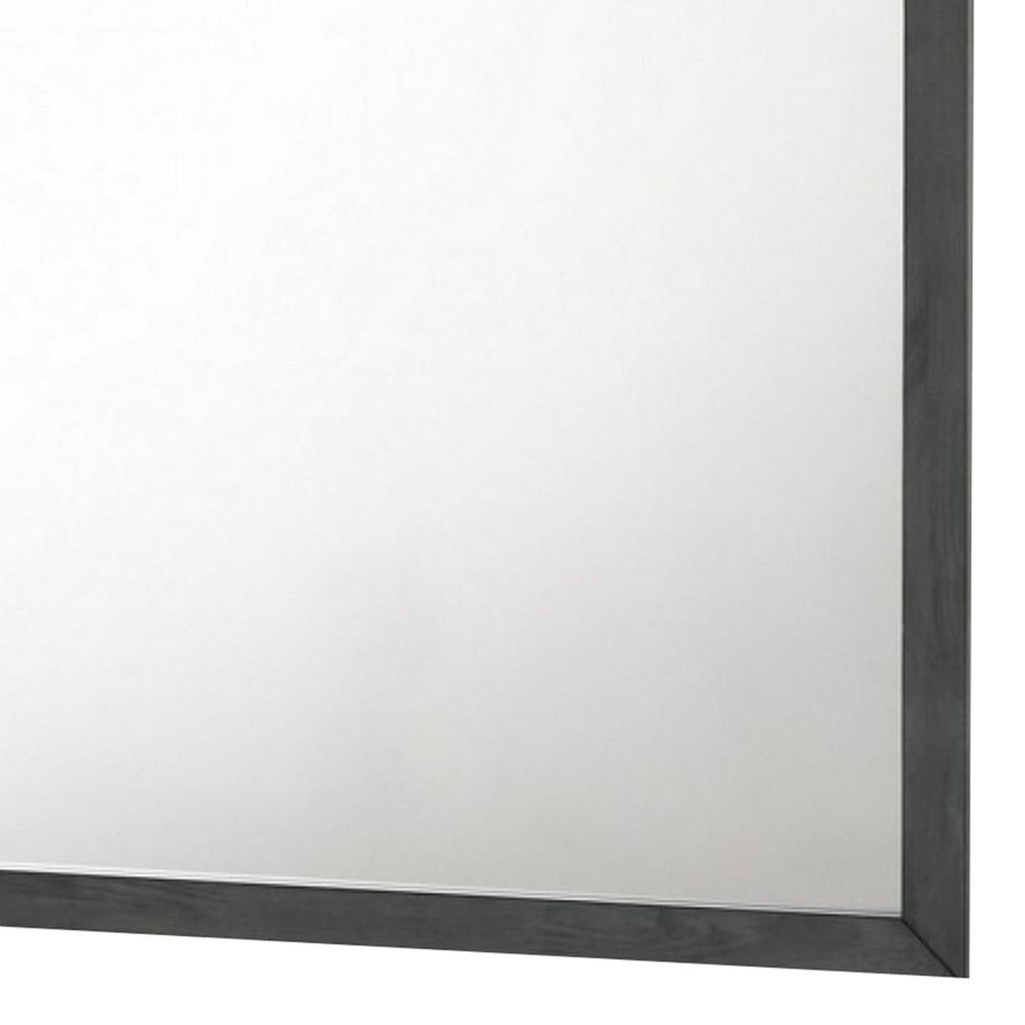 Benzara 40" Rectangular Gray Wooden Framed Wall Mirror With Natural Wood Grain Details