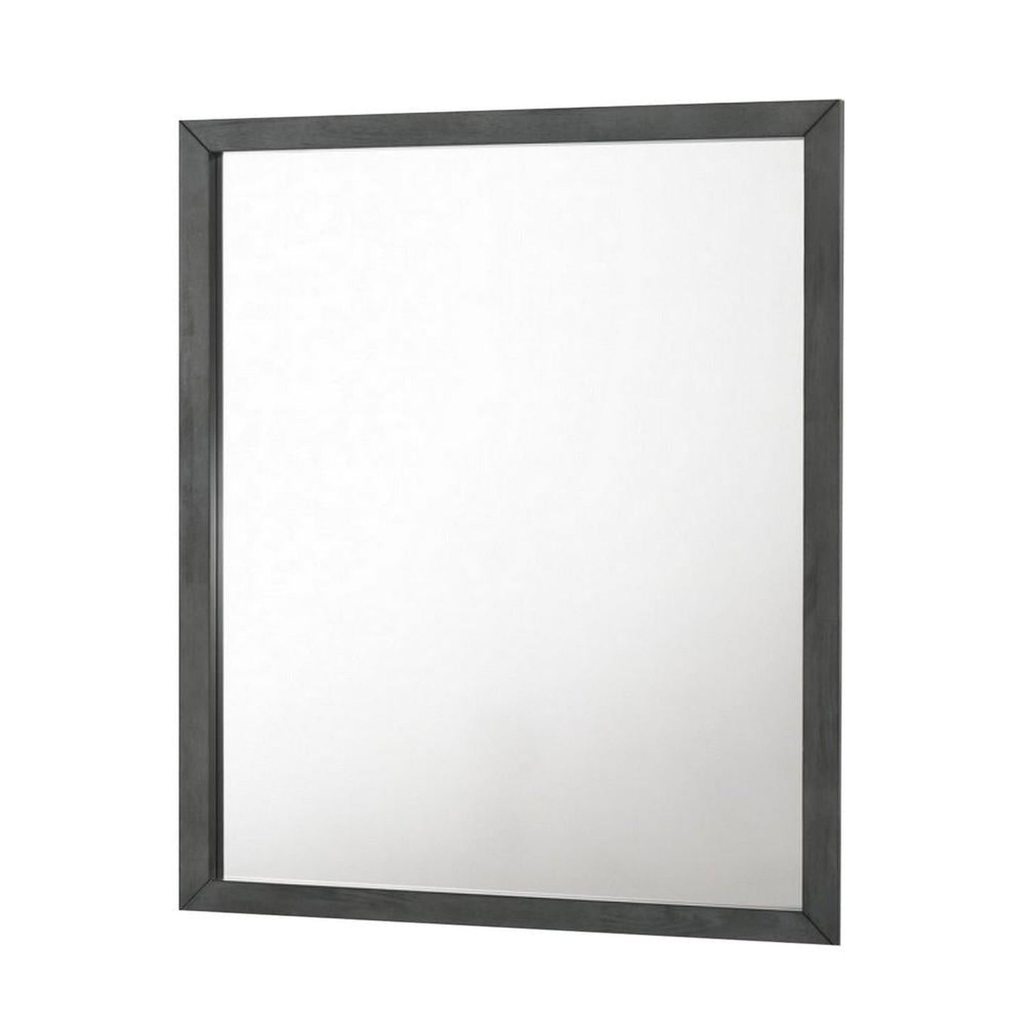 Benzara 40" Rectangular Gray Wooden Framed Wall Mirror With Natural Wood Grain Details