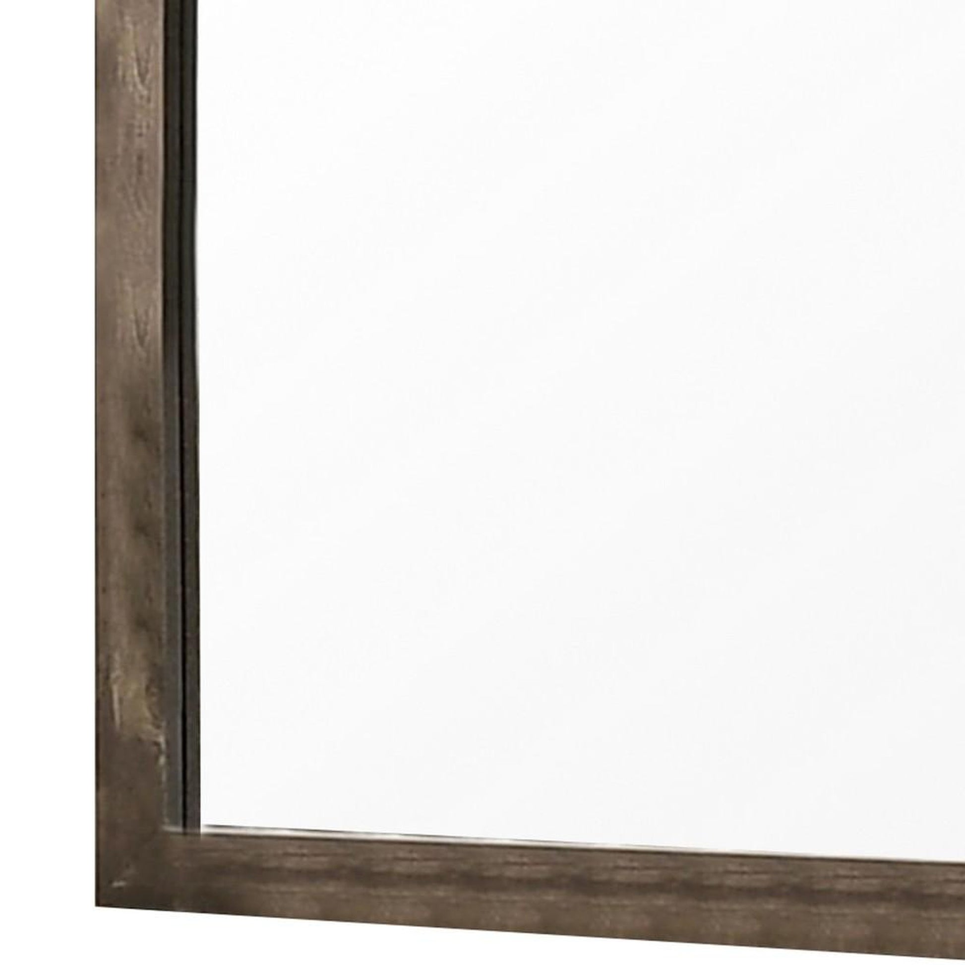 Benzara 40" Square Brown Farmhouse Wooden Framed Wall Mirror With Grain Details