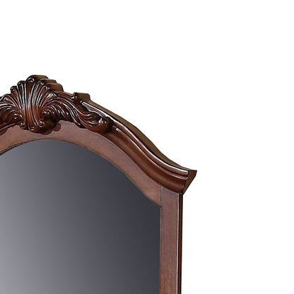 Benzara 42" Brown Crowned Top Wooden Framed Mirror