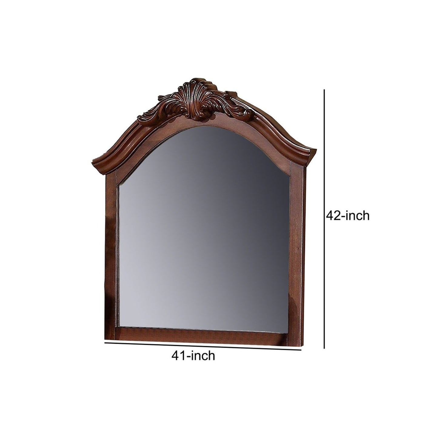 Benzara 42" Brown Crowned Top Wooden Framed Mirror