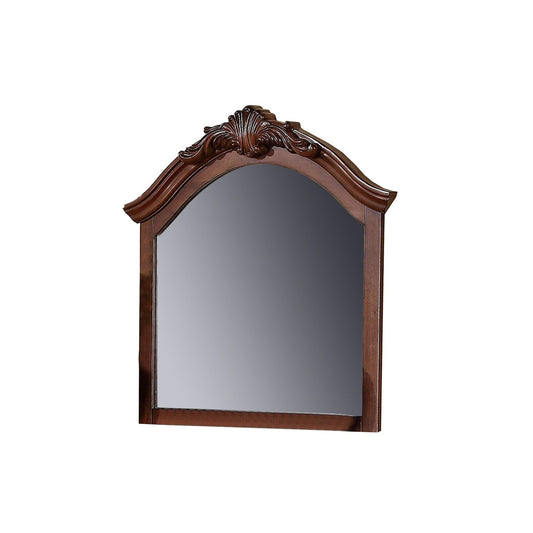 Benzara 42" Brown Crowned Top Wooden Framed Mirror