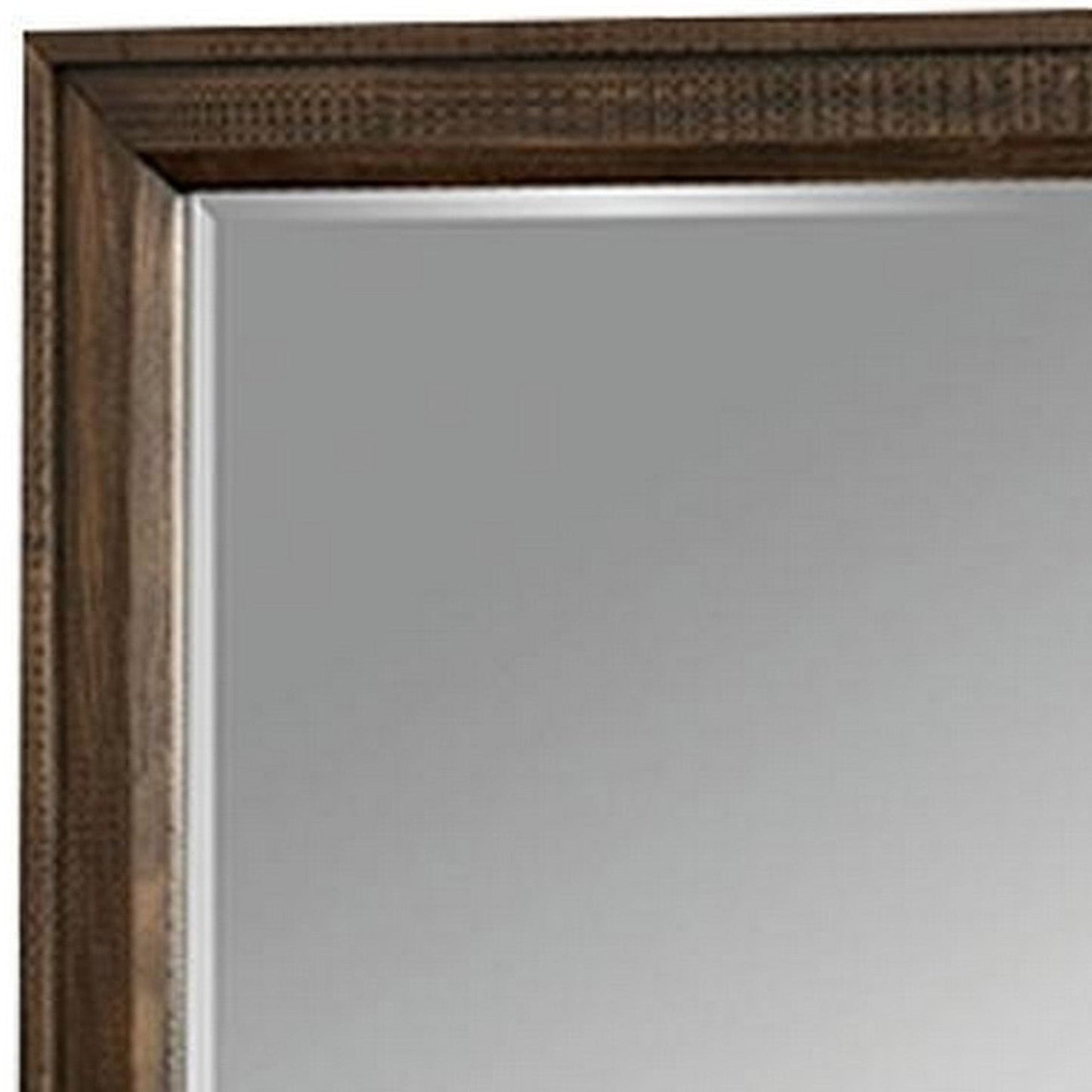 Benzara 42" Brown Rectangular Wooden Frame Transitional Mirror
