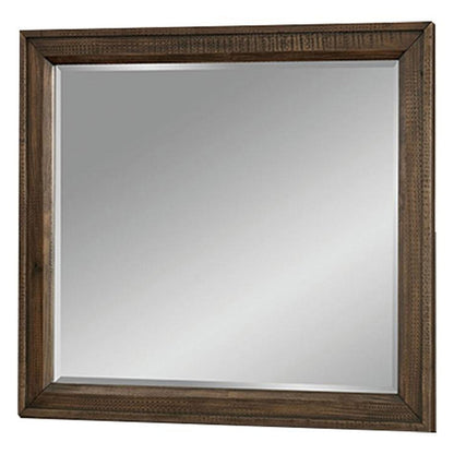 Benzara 42" Brown Rectangular Wooden Frame Transitional Mirror