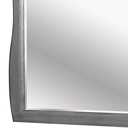 Benzara 42" Gray Mirror With Camelback Wooden Frame