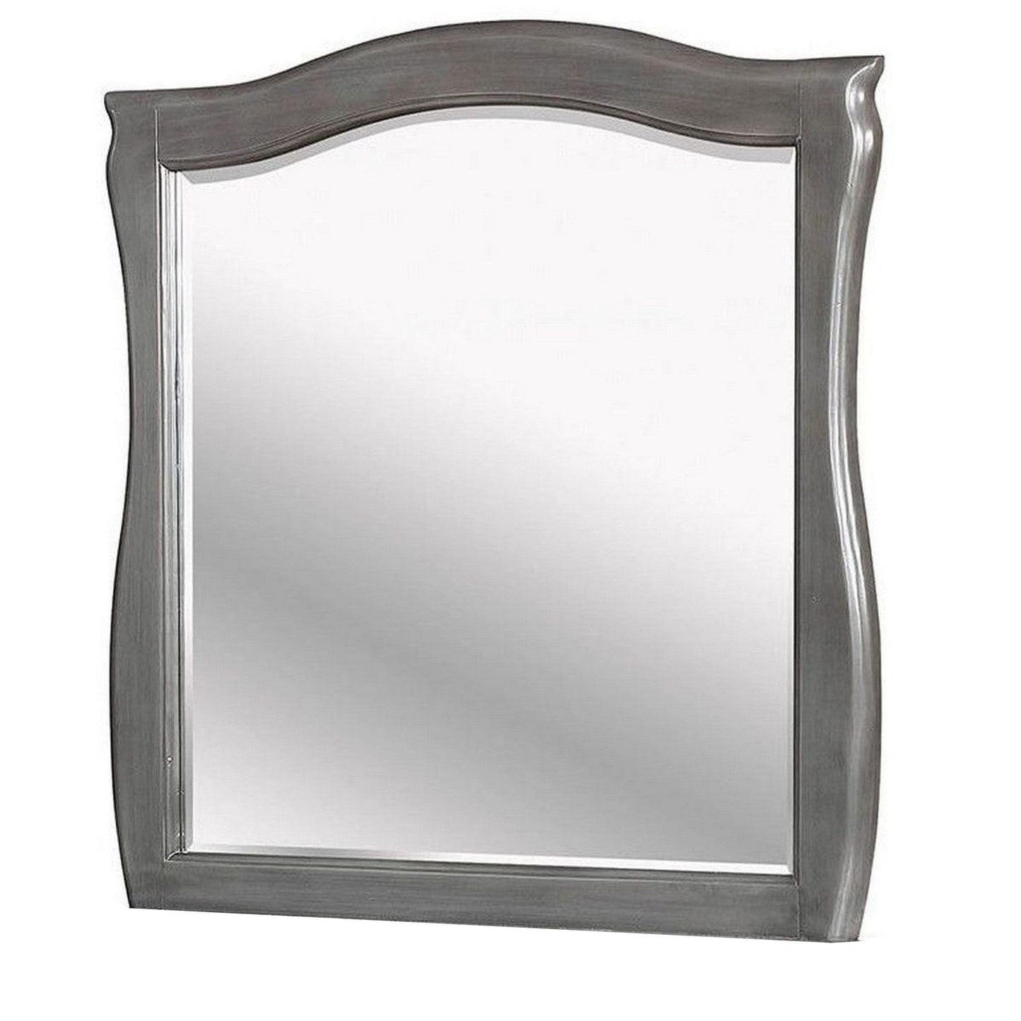 Benzara 42" Gray Mirror With Camelback Wooden Frame