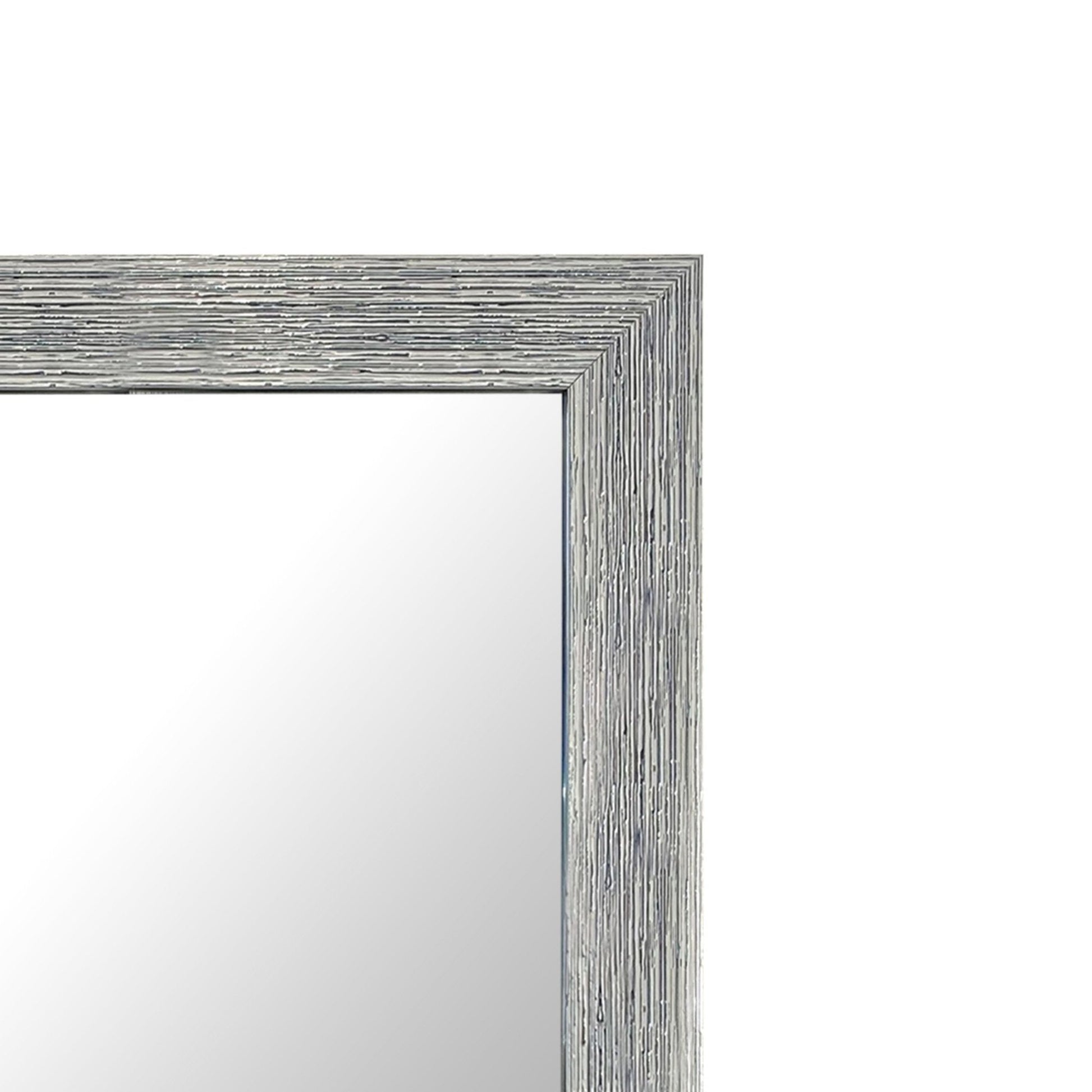 Benzara 42" Rectangular Chrome Polystyrene Encased Wall Mirror With Textured Details