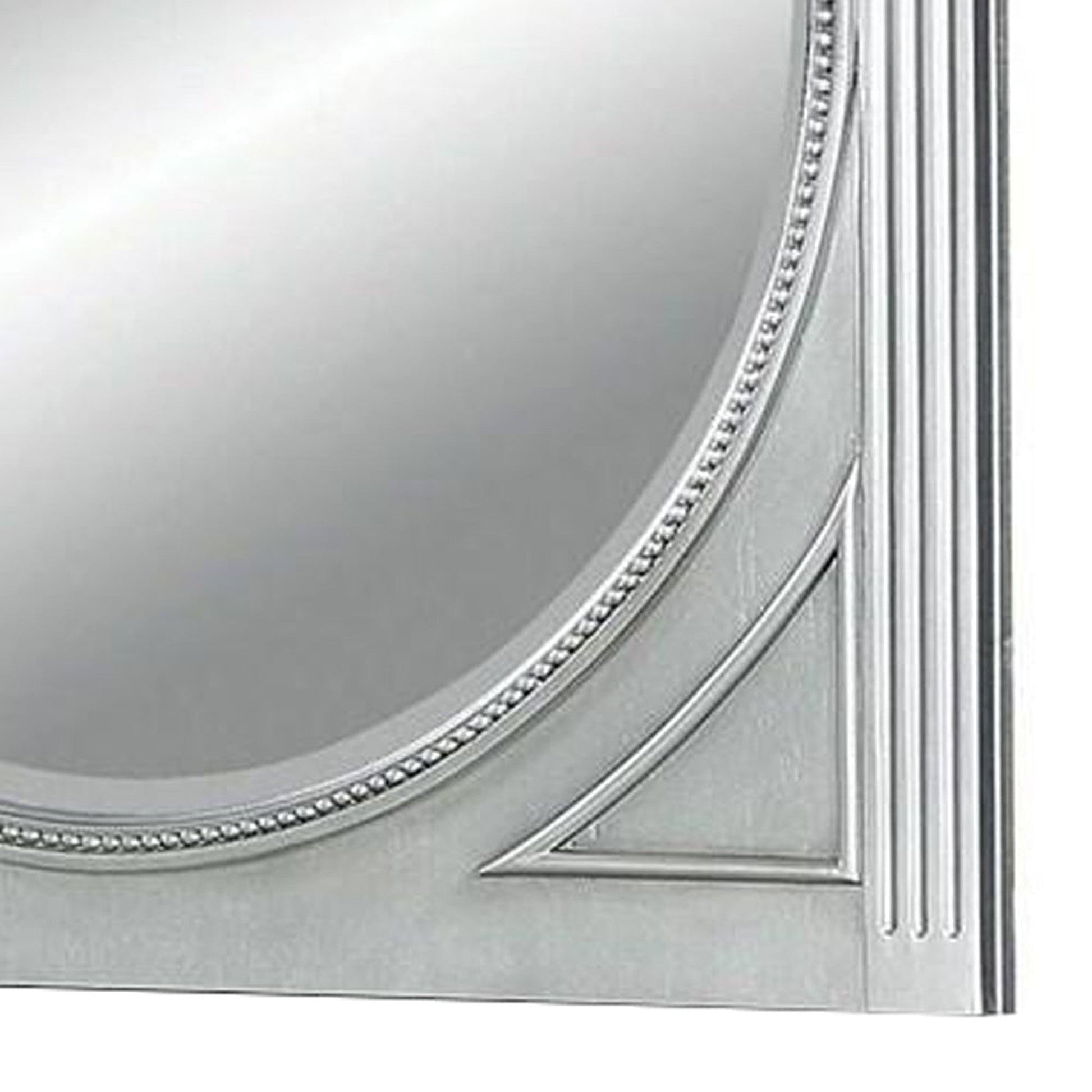 Benzara 43" Gray Wooden Frame Mirror With Carved Details