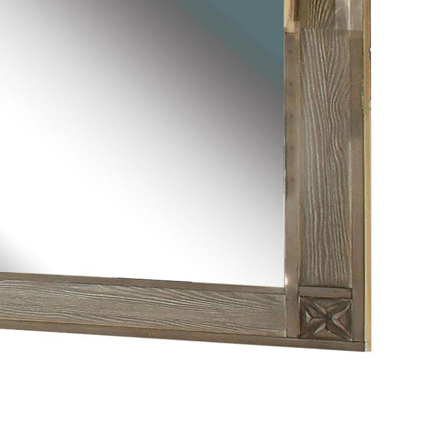 Benzara 44" Brown Rectangular Mirror With Carved Corners