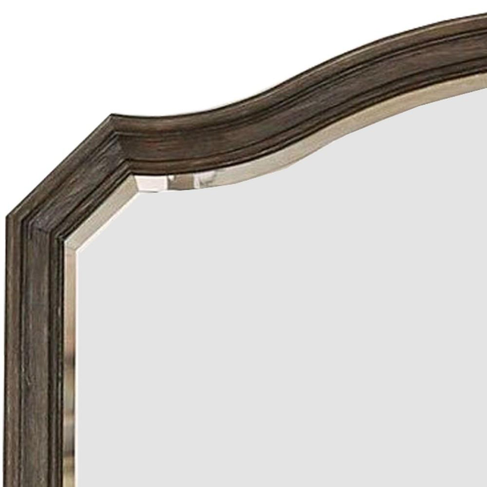 Benzara 44" Brown Scalloped Mirror With Molded Details