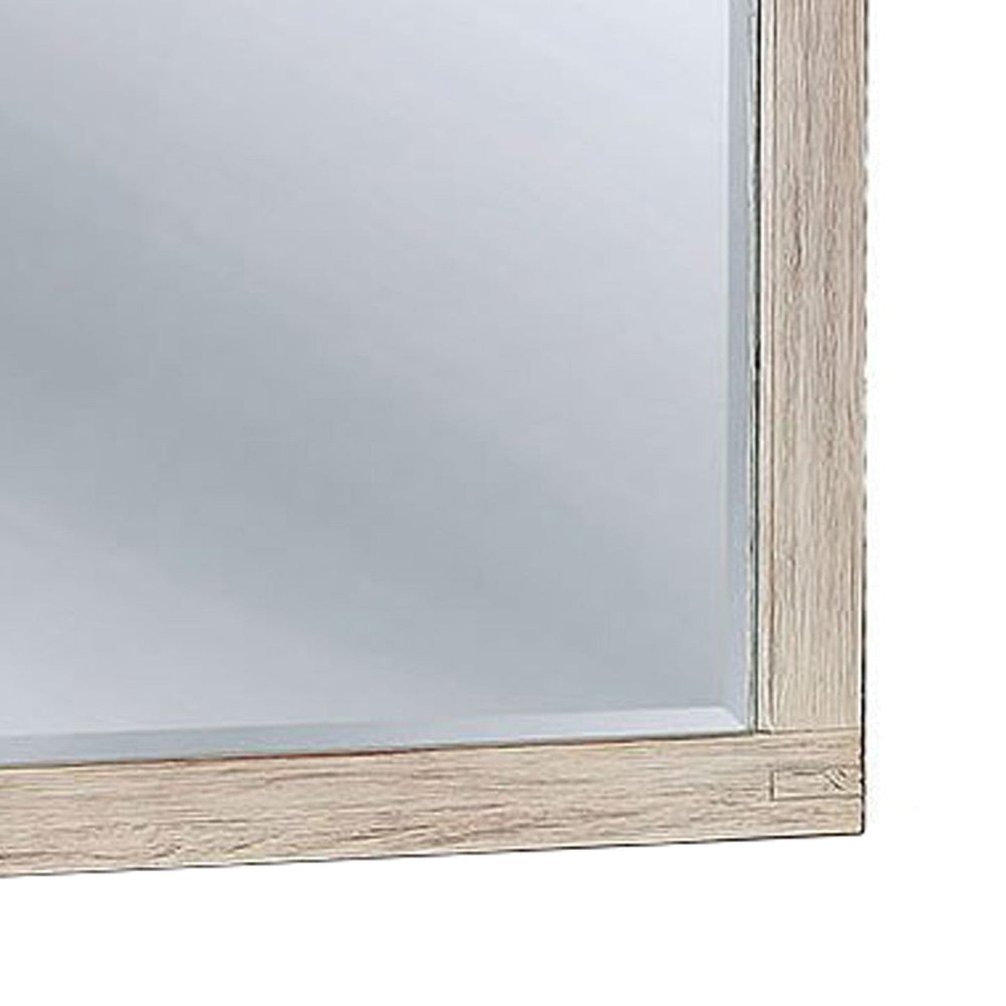 Benzara 44" Brushed White Rectangular Rustic Wooden Frame Mirror