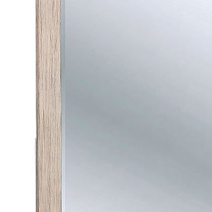 Benzara 44" Brushed White Rectangular Rustic Wooden Frame Mirror