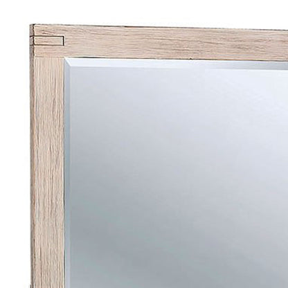 Benzara 44" Brushed White Rectangular Rustic Wooden Frame Mirror