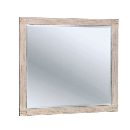 Benzara 44" Brushed White Rectangular Rustic Wooden Frame Mirror