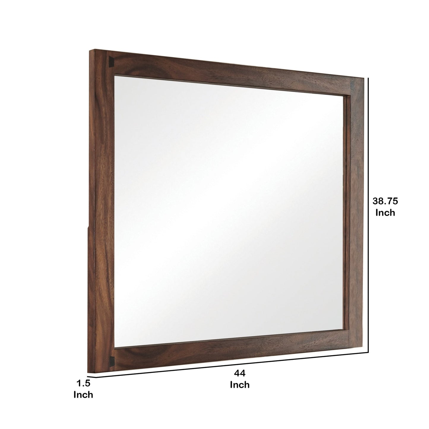 Benzara 44" Rectangular Brown Transitional Wooden Framed Wall Mirror