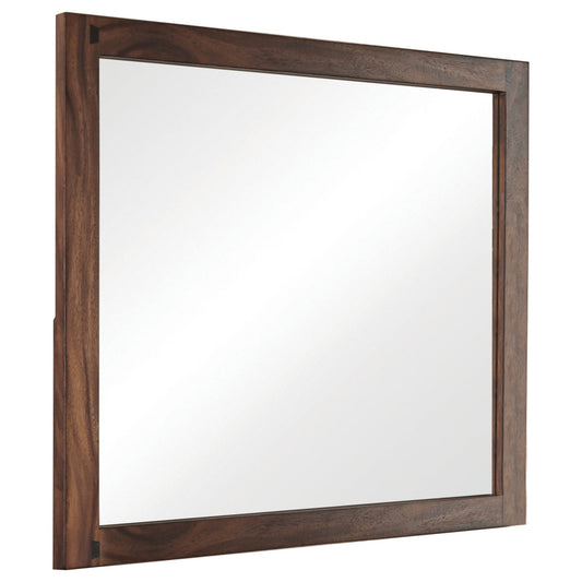 Benzara 44" Rectangular Brown Transitional Wooden Framed Wall Mirror