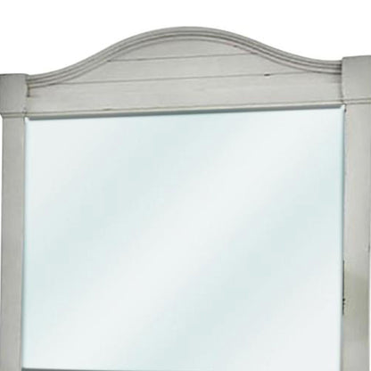 Benzara 44" White Wooden Frame Mirror With Camelback Top