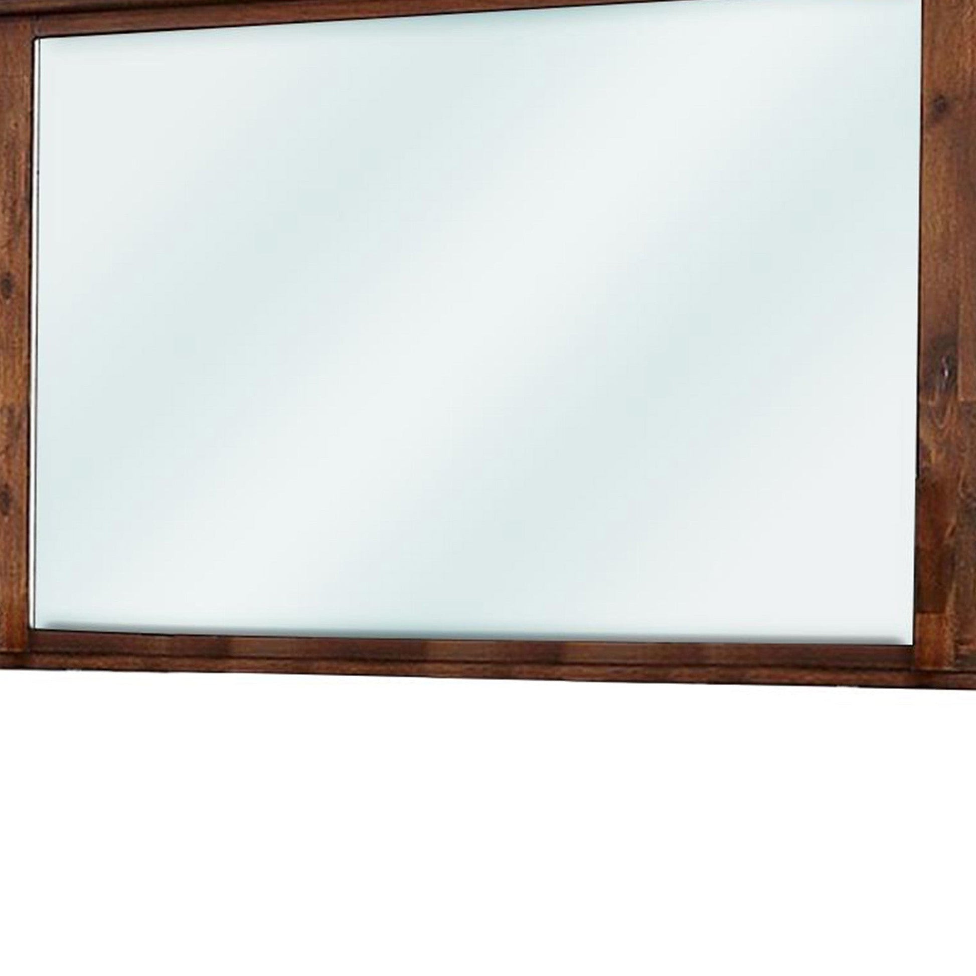 Benzara 45" Brown Transitional Style Wooden Frame Mirror