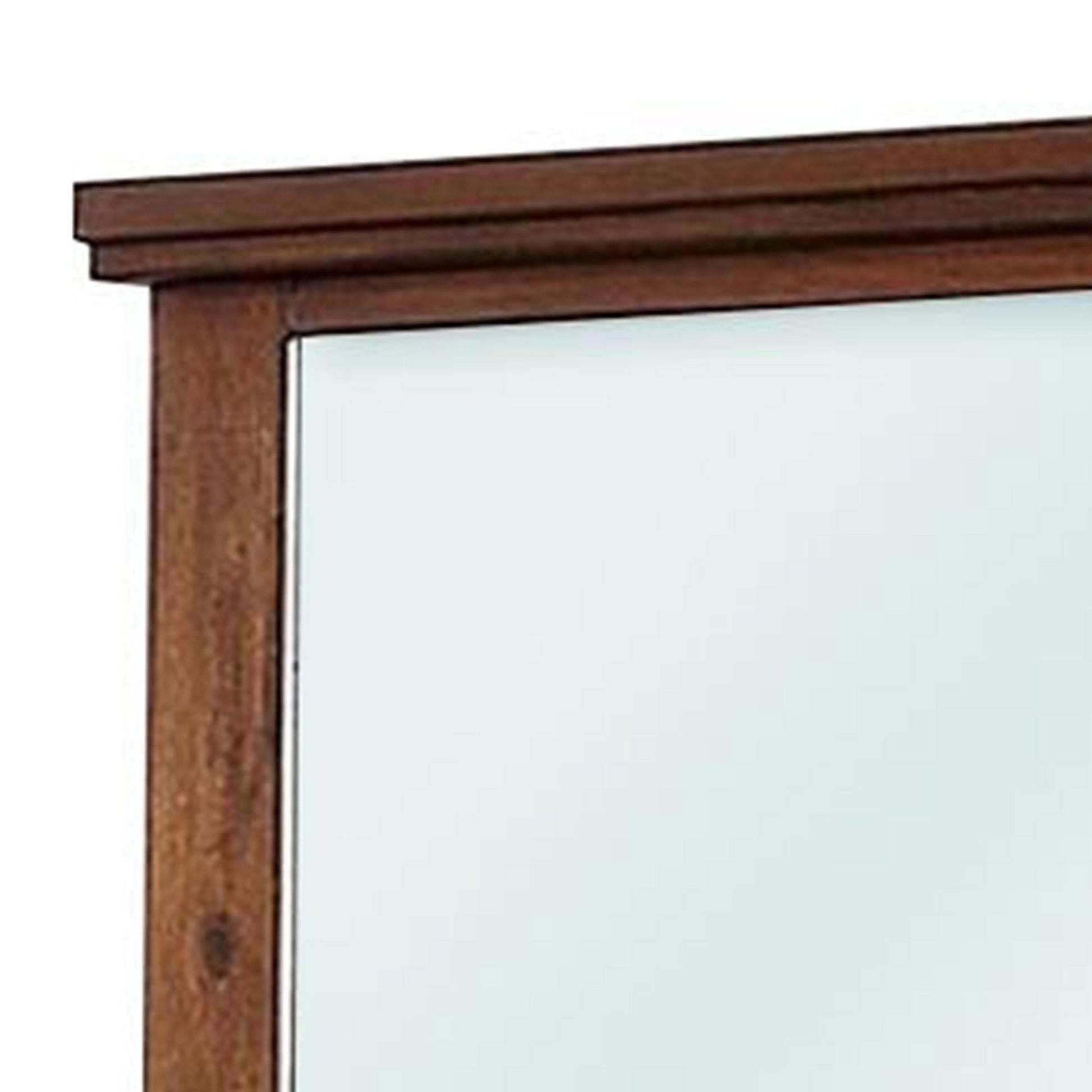 Benzara 45" Brown Transitional Style Wooden Frame Mirror