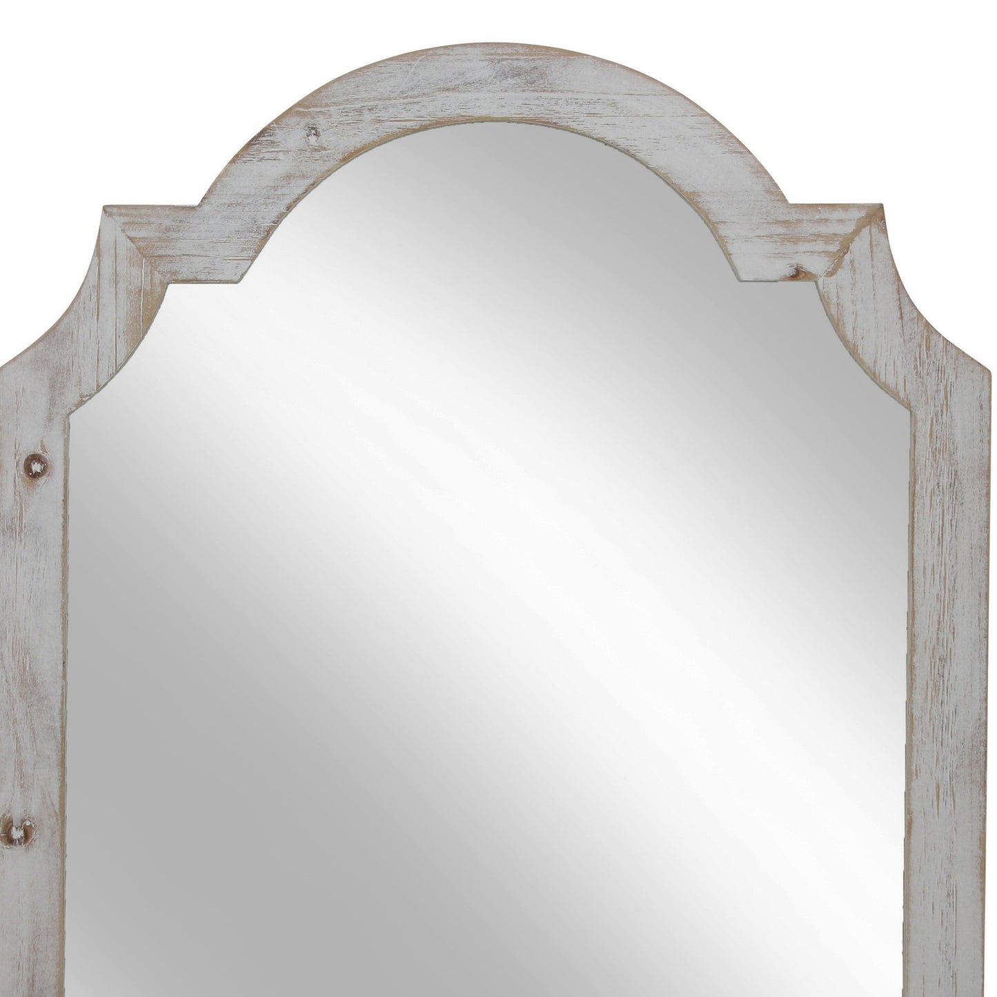 Benzara 45" Distressed White Wooden Framed Wall Mirror With Clipped Corners